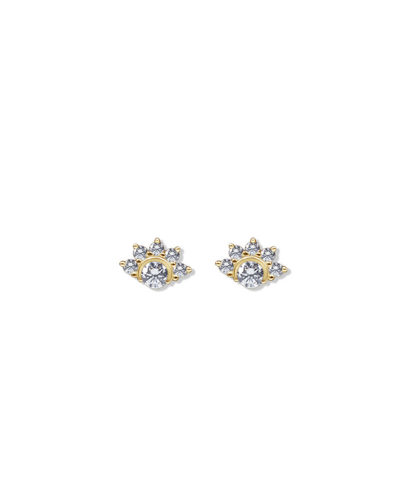 14K Half Bezel Dia Crown Studs