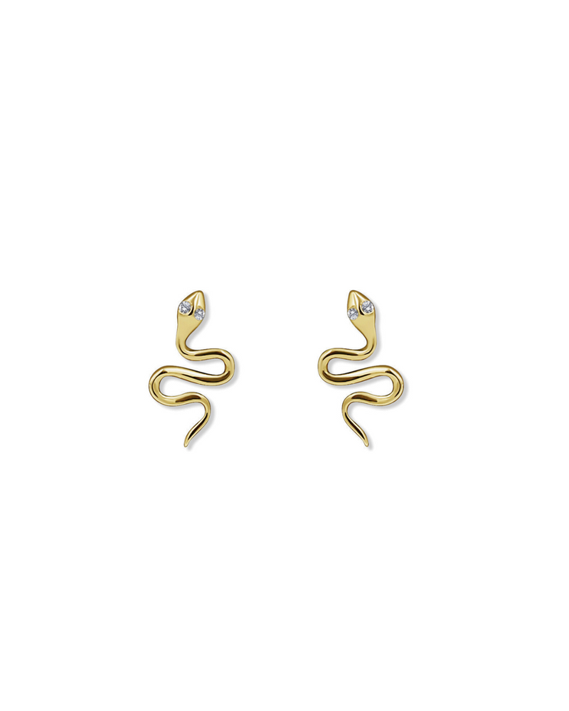 14K Snake Dia Eyes Studs