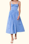 Spaghetti Strap Corset Midi Dress Light Blue