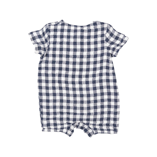 Gingham Navy Henley Shortall