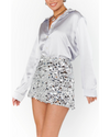 All Night Skort Silver Metallic Sequin