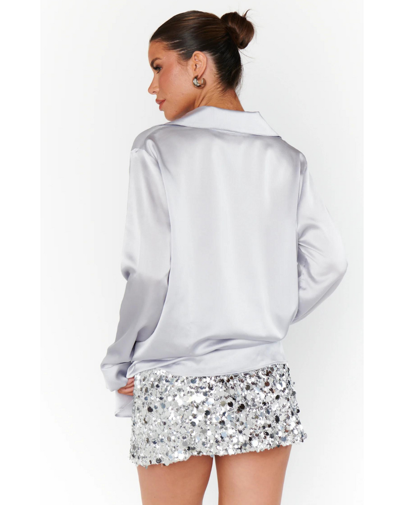 All Night Skort Silver Metallic Sequin