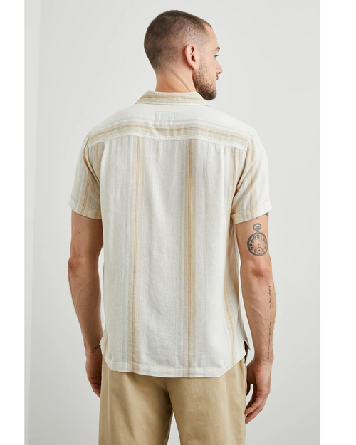 Amalfi Mens Shirt Farro Dove Stripe