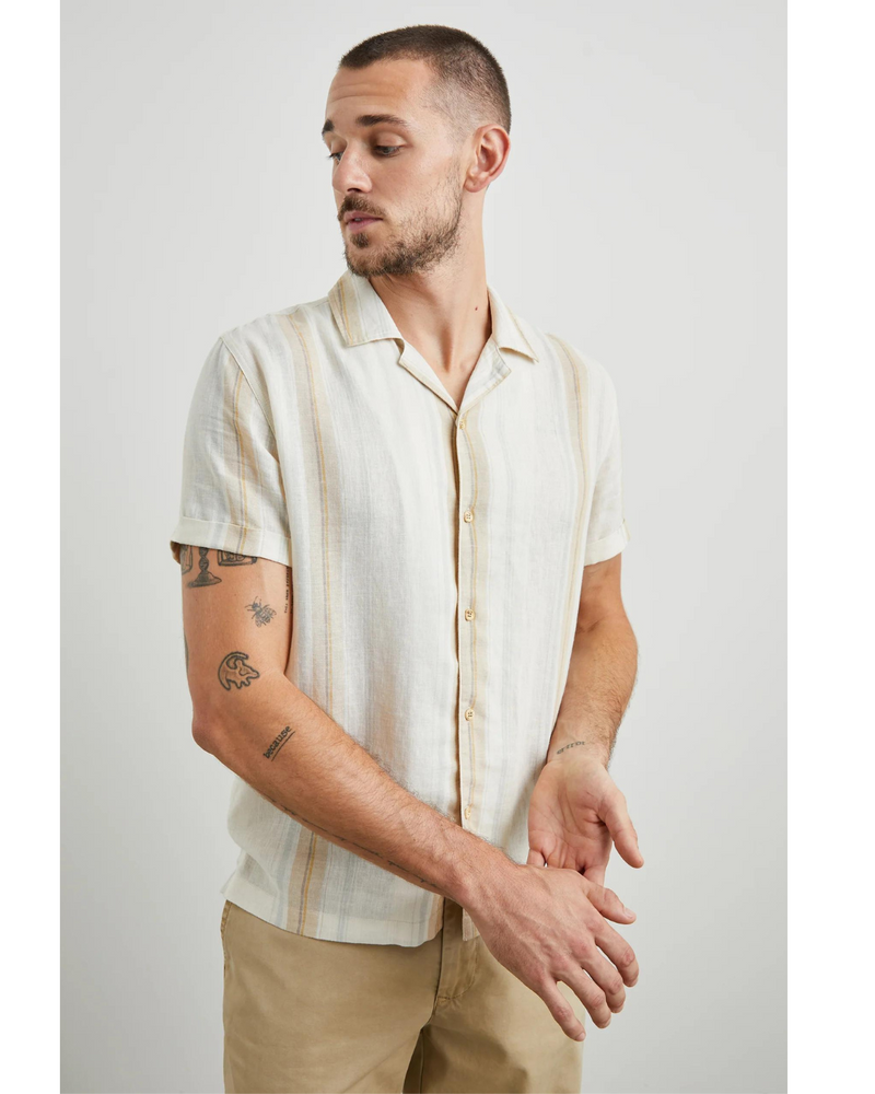 Amalfi Mens Shirt Farro Dove Stripe