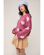 Amira Heart Sweater Rose Blush