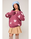 Amira Heart Sweater Rose Blush