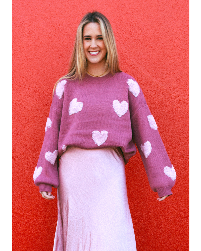 Amira Heart Sweater Rose Blush