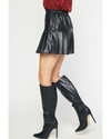 Arabella Pleated Faux Leather Mini Skirt Black