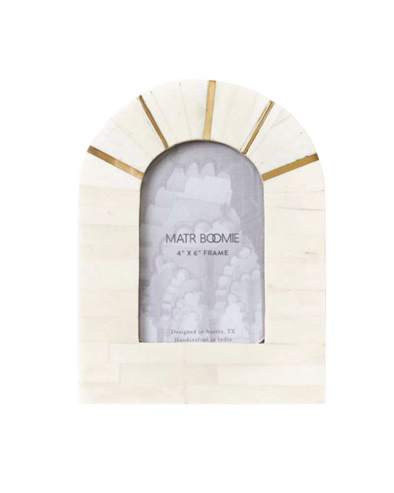 Arch Carved Bone And Brass Frame