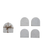 Arched Marble Coasters Set White