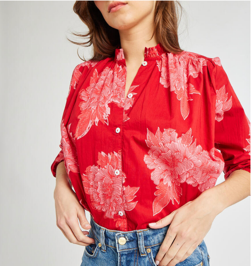 Francesca Top Crimson Floral