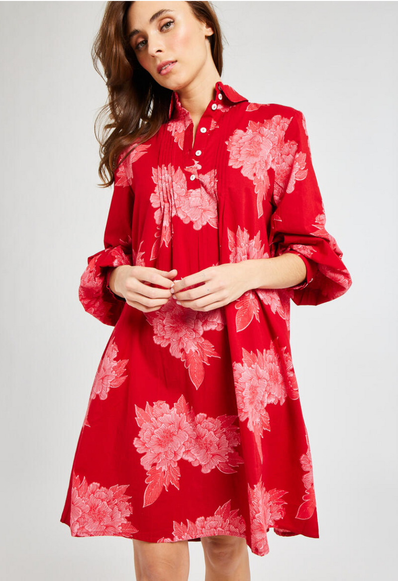 Bonnie Dress Crimson Floral