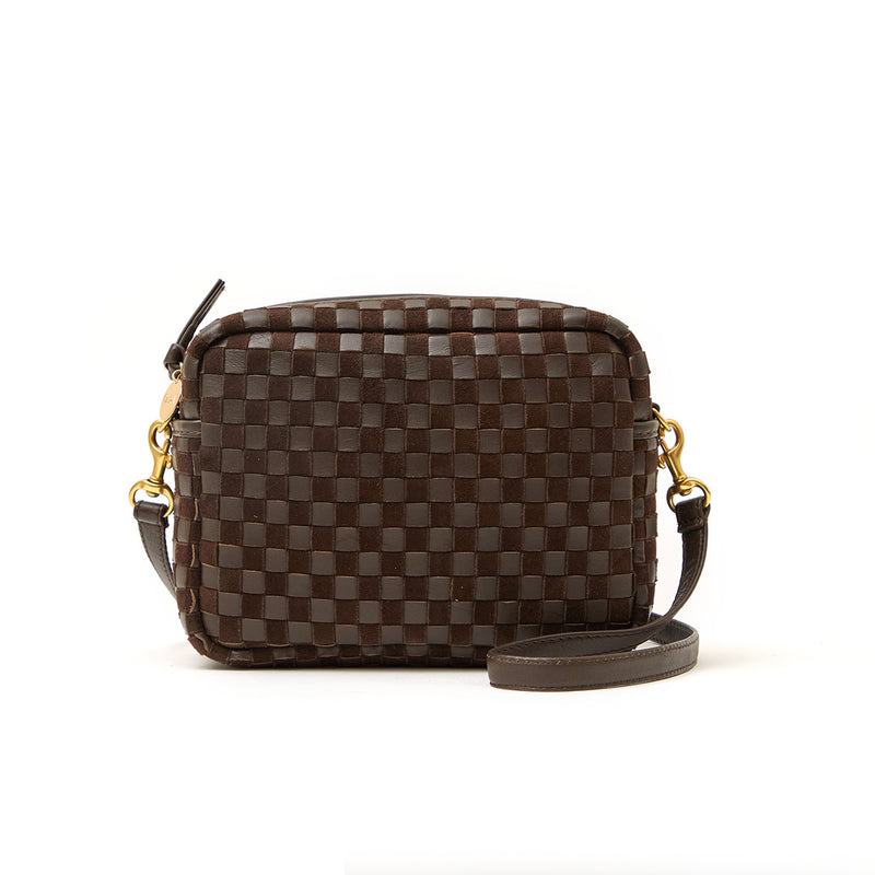 Midi Sac Mahogany Nappa And Suede Woven Checker