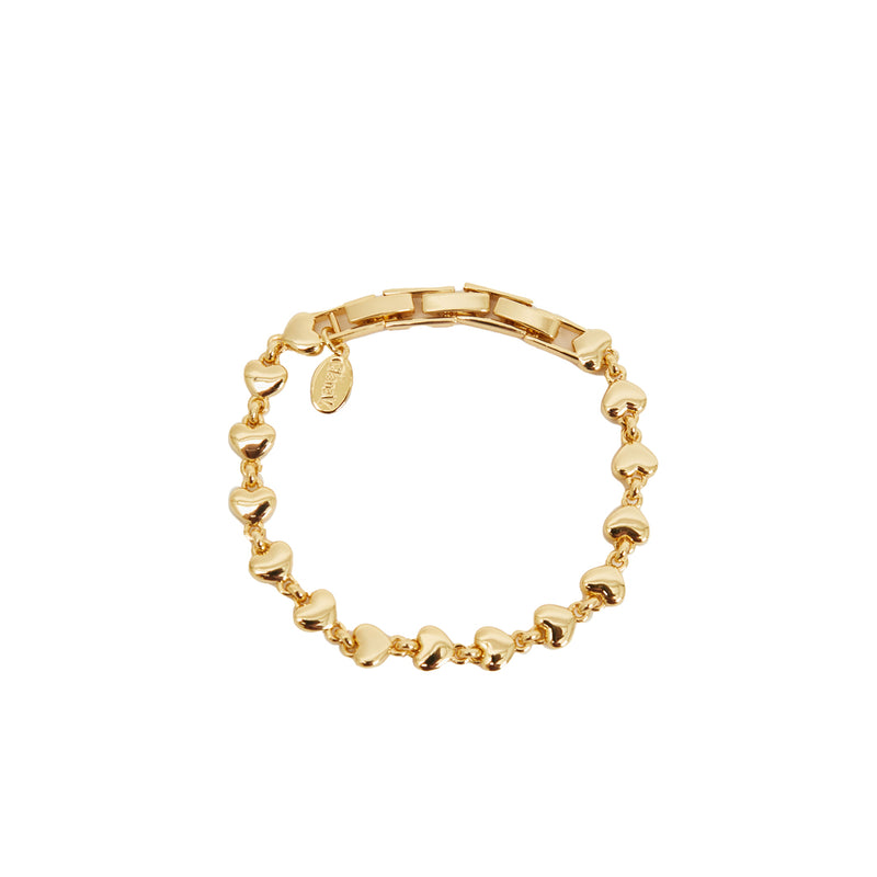 Puff Heart Chain Bracelet Gold