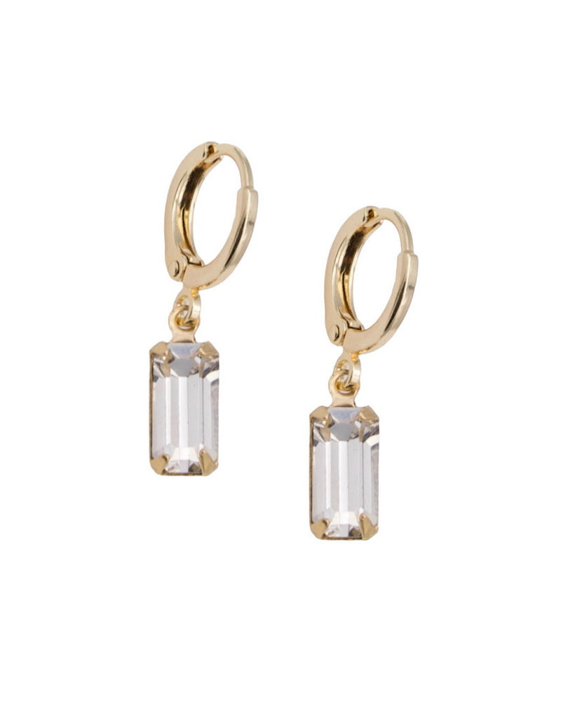 Baguette Gem Huggie Earrings Clear