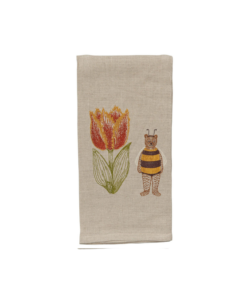 Bear Tulip Tea Towel