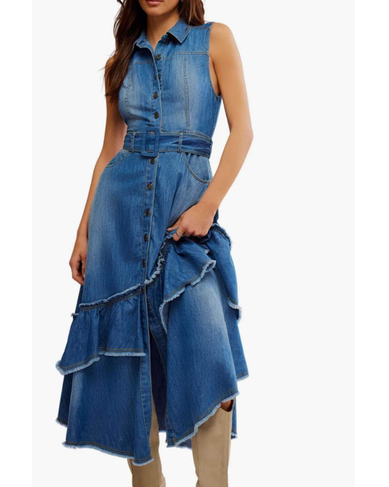 Beau Midi Dress Blue Grass