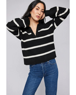 Beckett Collared Sweater Black Stripe