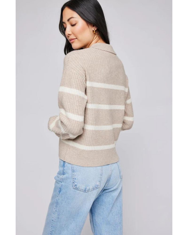 Beckett Collared Sweater Oatmeal Stripe