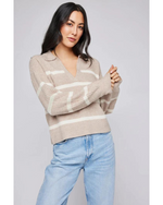 Beckett Collared Sweater Oatmeal Stripe