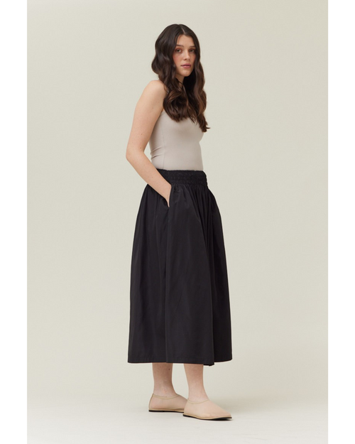 Bella Smocked Midi Skirt Black