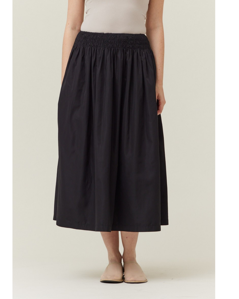 Bella Smocked Midi Skirt Black