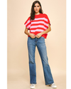 Bernadette Striped Sweater Top Red Pink