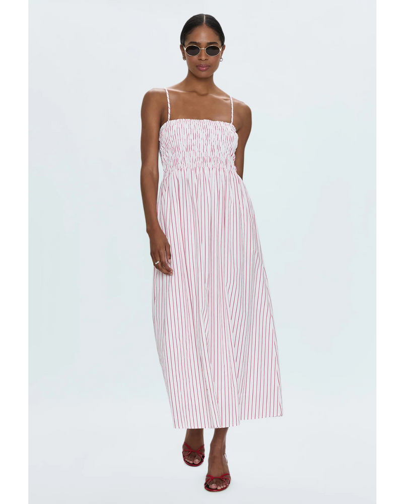 Bianca Smocked Bodice Dress Ruby Stripe
