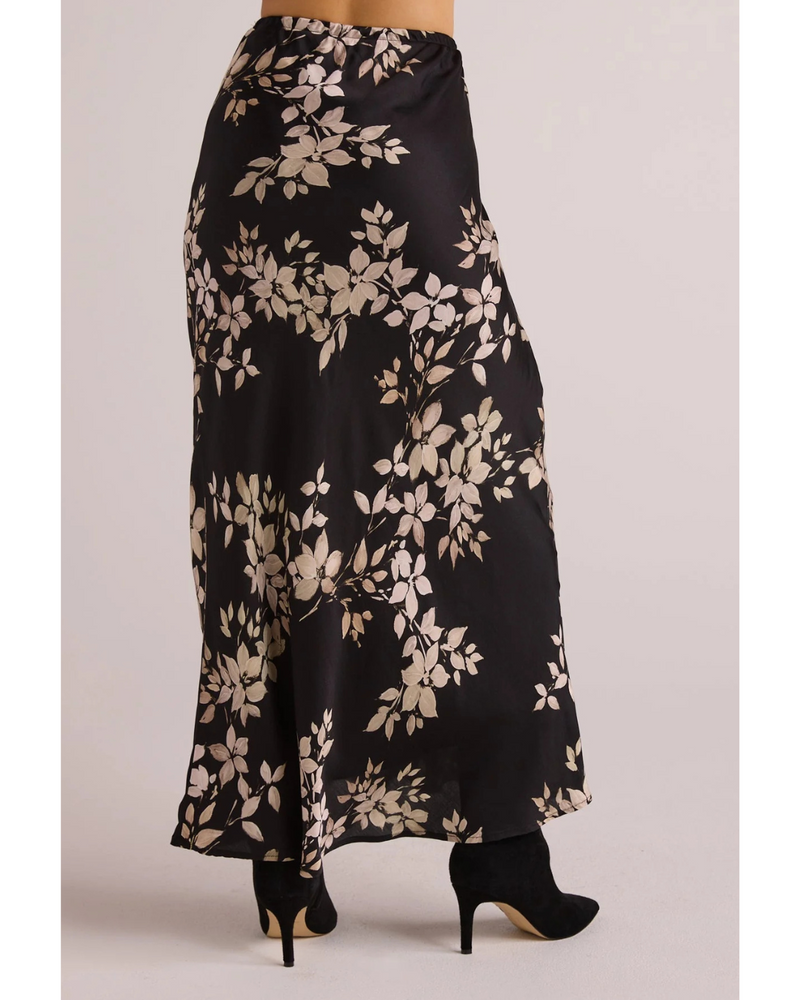 Bias Skirt With Tie Ivory Floral Print