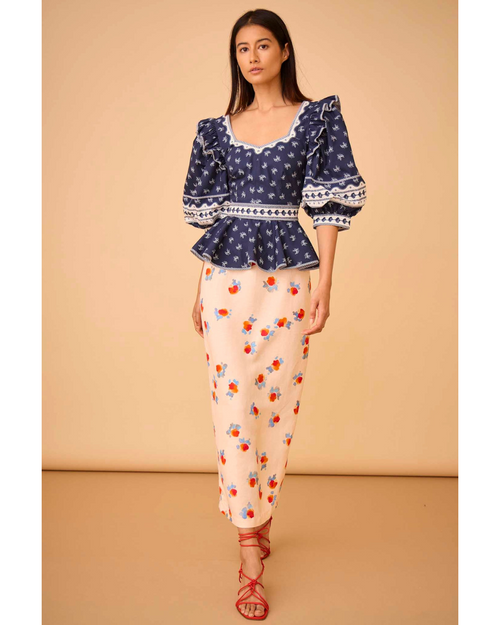 Blayne Top Blue Ditsy Floral