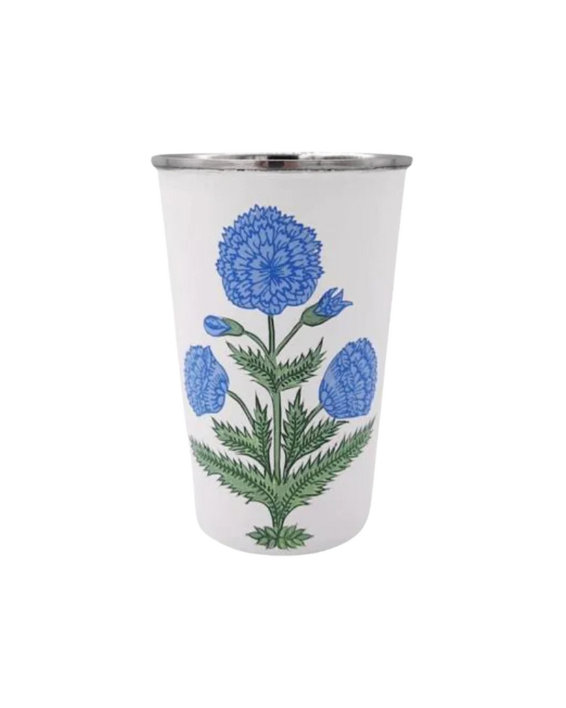 Blue Poppy Tall Enamel Tumbler