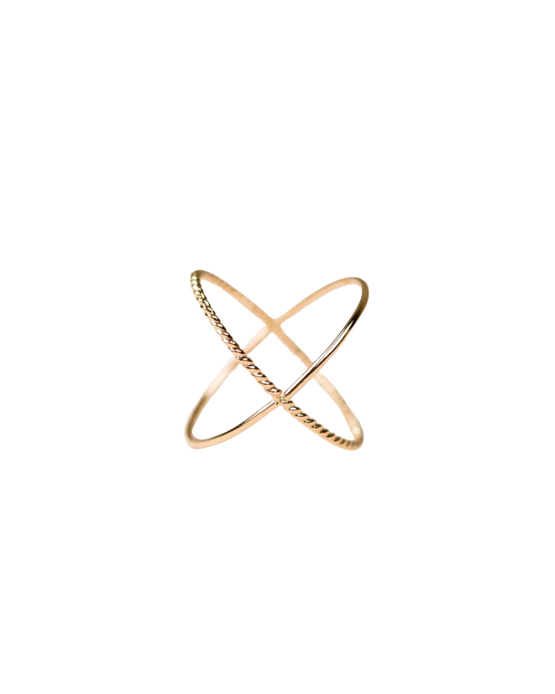 Braided X Gold Ring