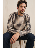 Carrick Sweater Navy Oat Stripe