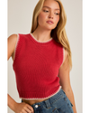 Cassidie Sweater Tank Raspberry Ivory