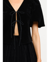 Cassie Velvet Tie Front Blouse Black