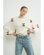 Cherry Chunky Knit Sweater Off White