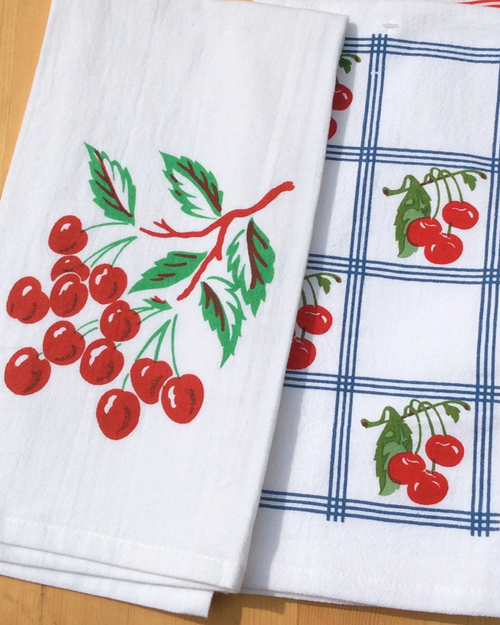 Cherry Tile Retro Flour Sack Kitchen Towel