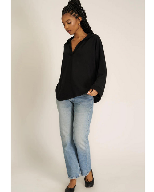 Chiara Cozy Collared Pullover Black