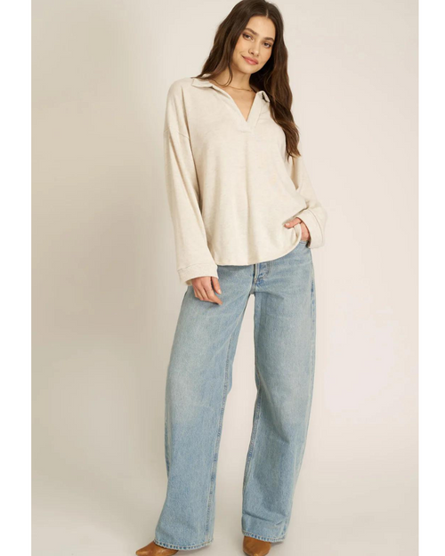 Chiara Cozy Collared Pullover Oatmeal