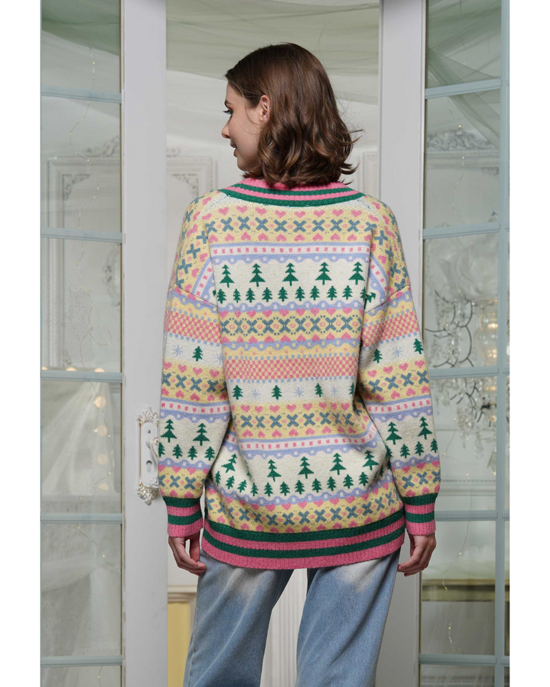 Christmas Print Cardigan Multi