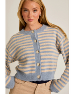 Corine Cropped Sweater Cardigan Blue Cream Stripe