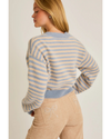 Corine Cropped Sweater Cardigan Blue Cream Stripe