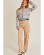 Corine Cropped Sweater Cardigan Blue Cream Stripe