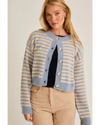 Corine Cropped Sweater Cardigan Blue Cream Stripe