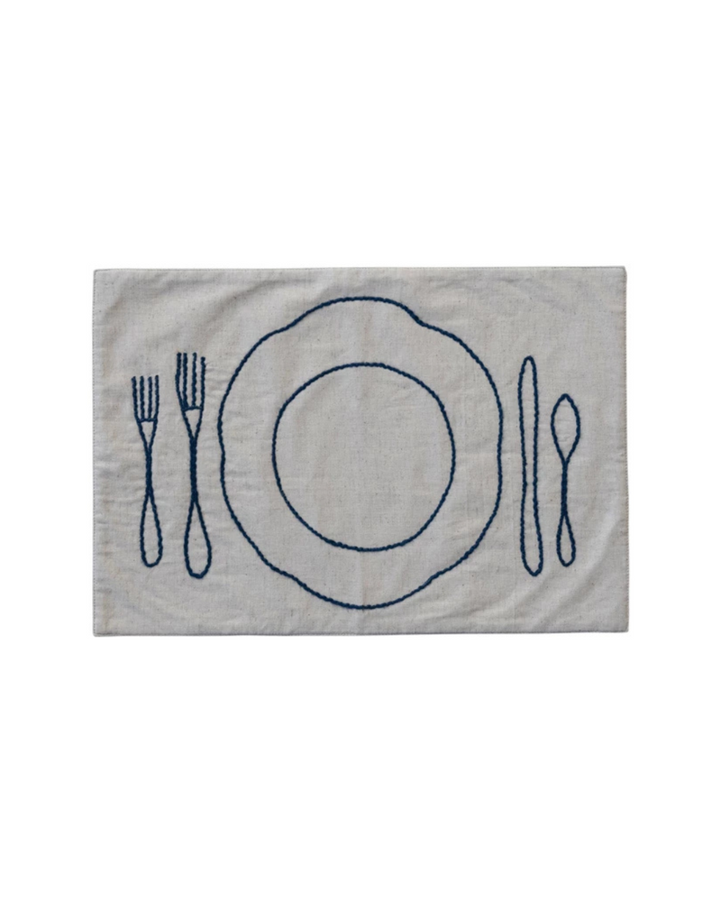 Cotton Linen Emb Table Setting Placemat