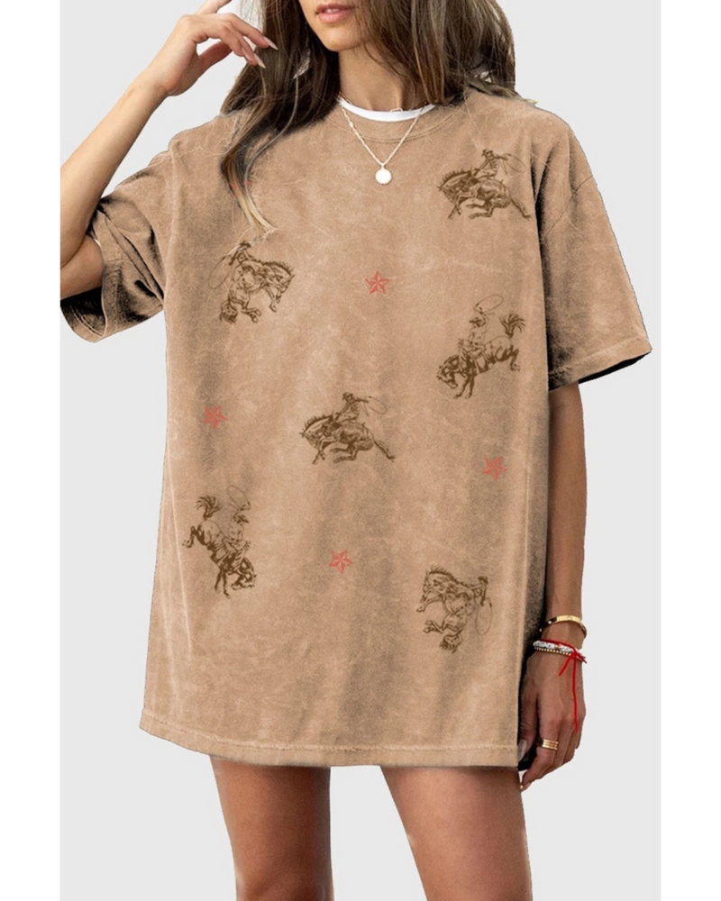 Cowboy All Over Tee Mineral Taupe