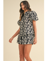 Crissi Floral Bubble Sleeve Shirt Black