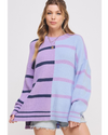 Demi Block Stripe Sweater Lavender Combo