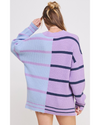 Demi Block Stripe Sweater Lavender Combo