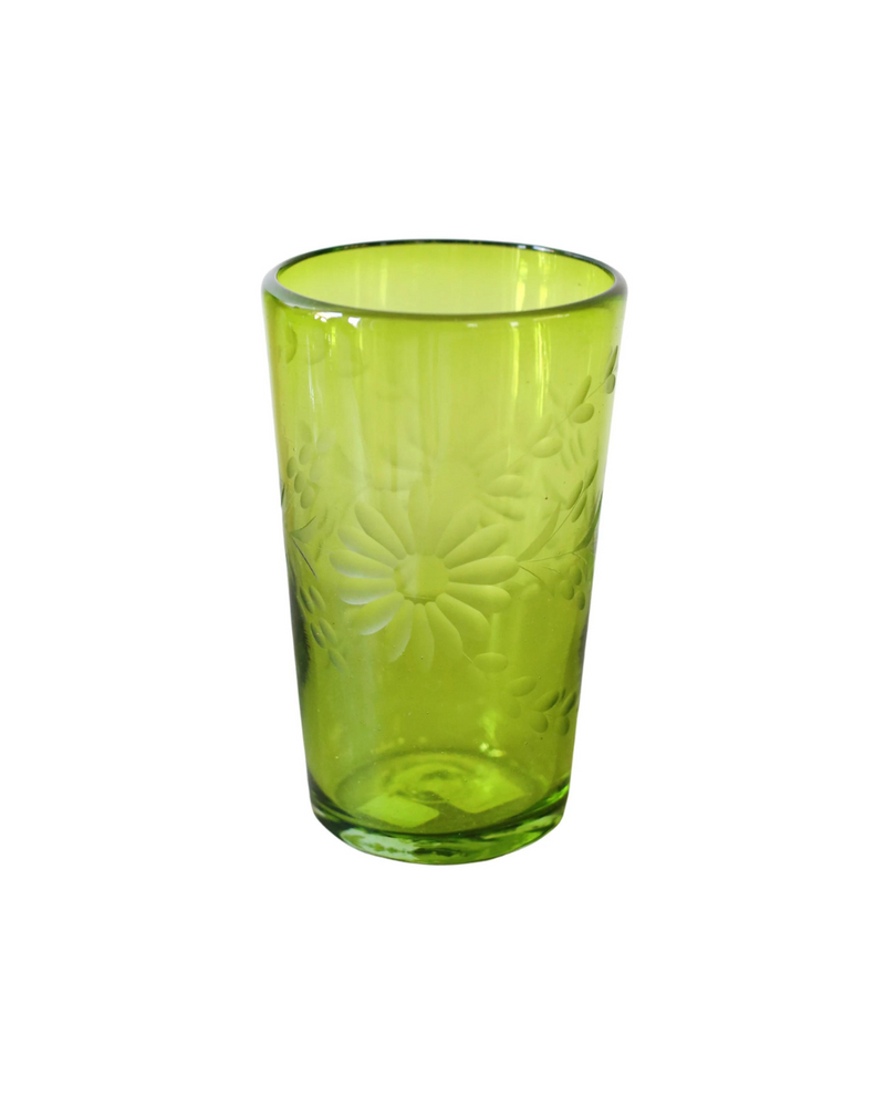 Engraved Iced Tea Glass Green